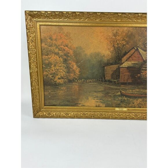 Vintage Old Mill Robert Wood Framed Print Large Plaque 22.5x39.5in Turner Frame - Picture 2 of 8